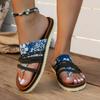 New Toe Clip Thin Strap Women's Sandals Hollow Flat Sandals Sunflower Pattern Outdoor Beach Slippers Sandals