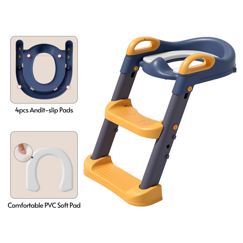 Kids Potty Training Seat Comfortable Safe Toilet Trainer with Adjustable Step Stool Ladder PVC Soft