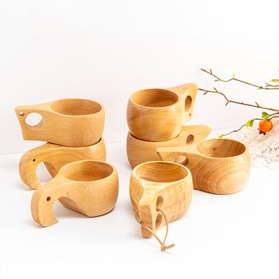 Финская кукса из каучукового дерева, чашка для воды, портативная кружка для кофе с ручкой, крючок из воловьей кожи, чашка для сока, молока, пива, чая, уличная посуда для напитков