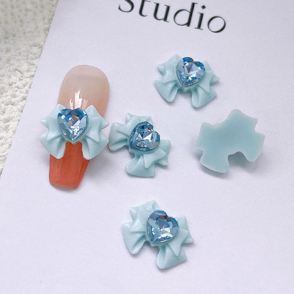 Bow Nail Charms Heart Resin 3D Nail Art Decoration Accessories Beautiful Charming Nail Charms Supplies for Women Girls