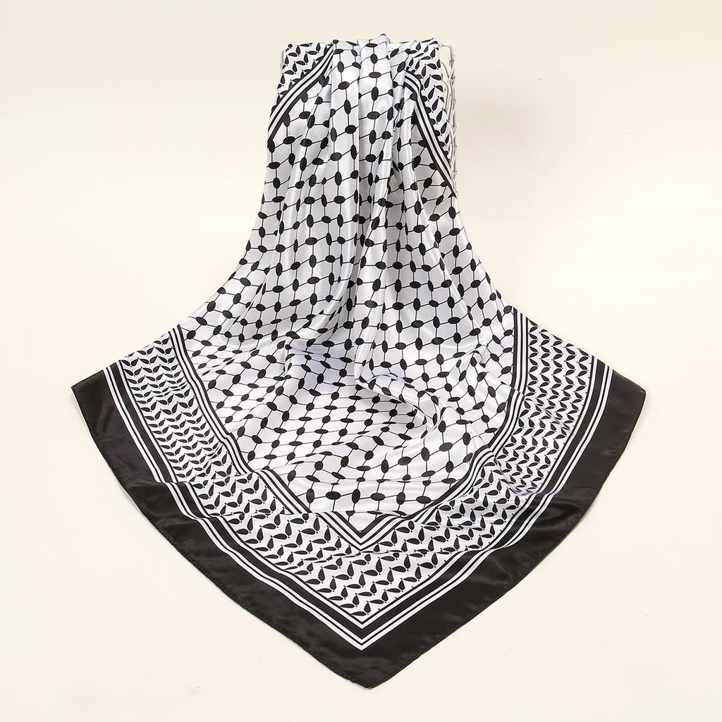 New Palestine Scarf Keffiyeh Women Printed Square Scarf Muslim Hijab Satin Silk Handkerchief Bandanna Muffler Headscarf Wraps