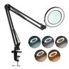 Clamp-on Table Lamp with 5x Magnifier Swing Arm Dimmable LEDs Desk Light Touch Control 5