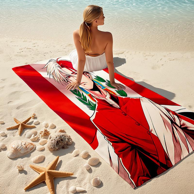1pc White Uniform Cartoon Quick Dry Microfiber Bath Towel for Swimming Surfing Camping Unisex Holiday. SJT720160