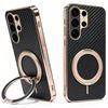 Магнитный чехол из углеродного волокна 1800D для Samsung Galaxy S26 S25 S24 S23 Ultra Plus Керамический Арамидный Волокно С подставкой для S26 Ultra