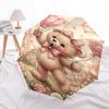1PC Teddy Bear, Roses Umbrella-8-Rib Reinforced, Automatic Open, Lightweight & Durable, Fashion Accessory for Outdoor, Beach L0417