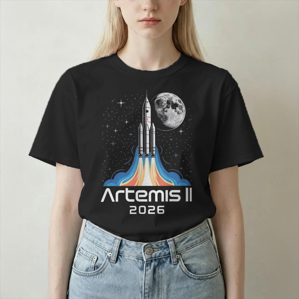 Crazy Artemis Ii 2026 Mission Tshirt Unisex Unisex Round Collar 100 Cotton T Shirt Short Sleeve Tees Plus Size Clothing
