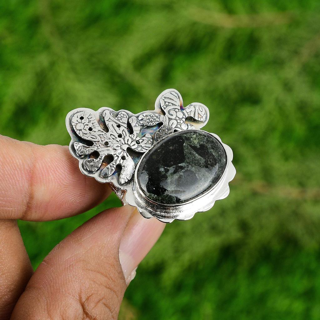 Womens Day Sale 925 Sterling Silver Star Galaxy Jasper Gemstone Solitaire Ring