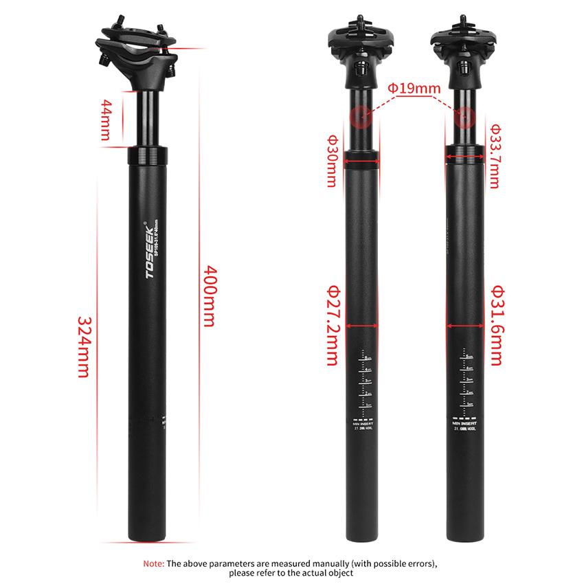 TOSEEK 3D Precision Forging 6061-T6 Aluminum 400mm 27.2 31.6mm Adjustable Damping MTB Bike Seat Post Shock Absorber ODM