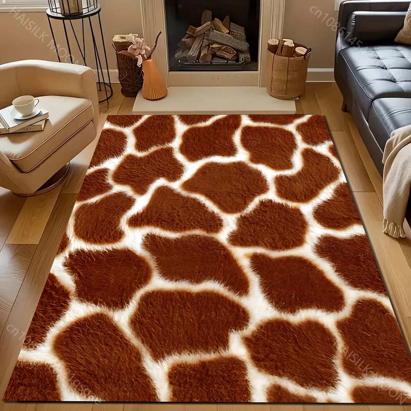1 шт. Ковер с принтом текстуры жирафа для спальни, гостиной, прикроватный, под диван, напольный коврик, современный домашний декор, ковер для зонирования, большой размер