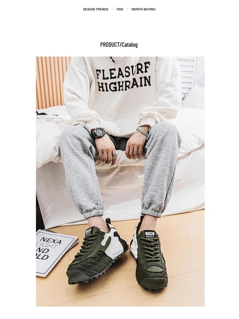 Мужские модные кроссовки в стиле 'Dad Shoes' из тисненой кожи с толстой амортизирующей подошвой на весну 2025 года