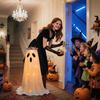 32-дюймовая светящаяся подставка-конфетница в виде привидения, уличная светящаяся хэллоуинская декорация в виде привидения, милый держатель для конфет для угощения на Хэллоуин для декора крыльца входной двери