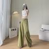 Women's High-Waist Wide-Leg Avocado Jeans - Summer Drape, Slim Straight, Floor-Length Fit, Trendy and Tall.