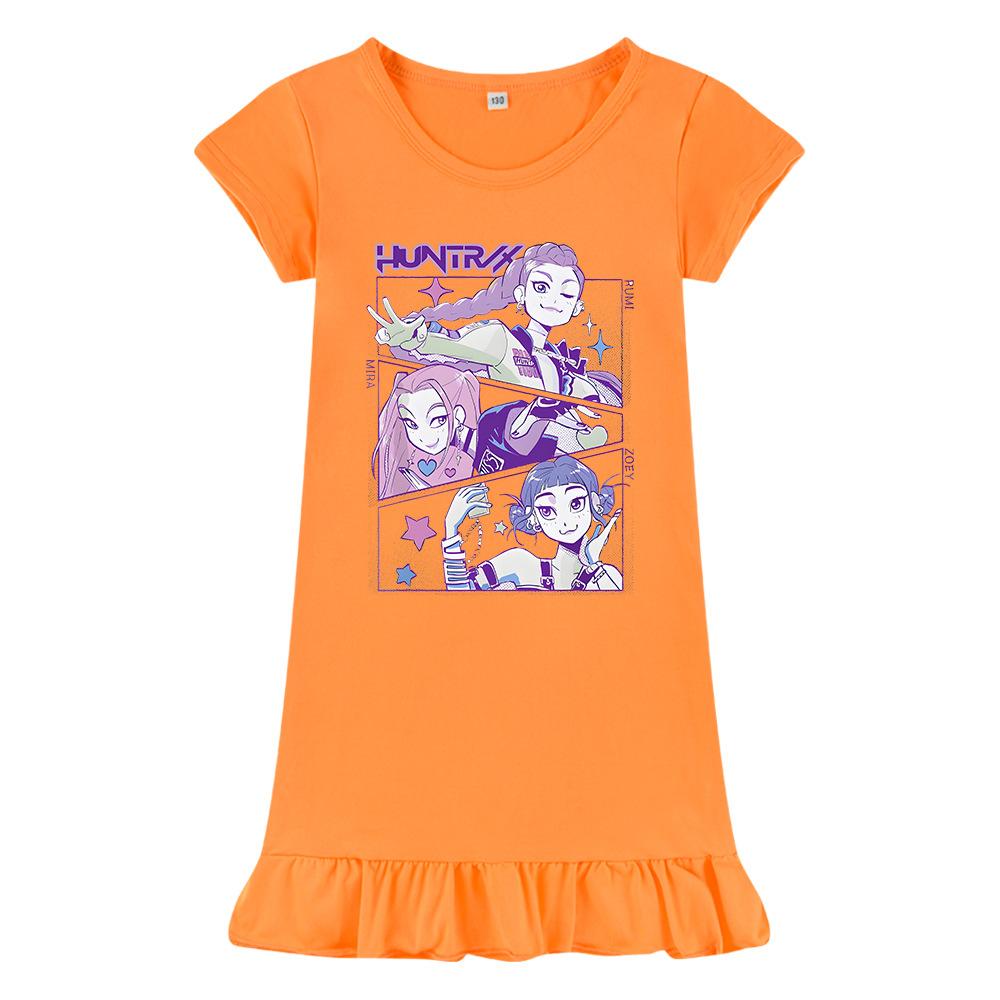 Hot selling Kpop witch hunting group printed girls' dress ice silk nightgown