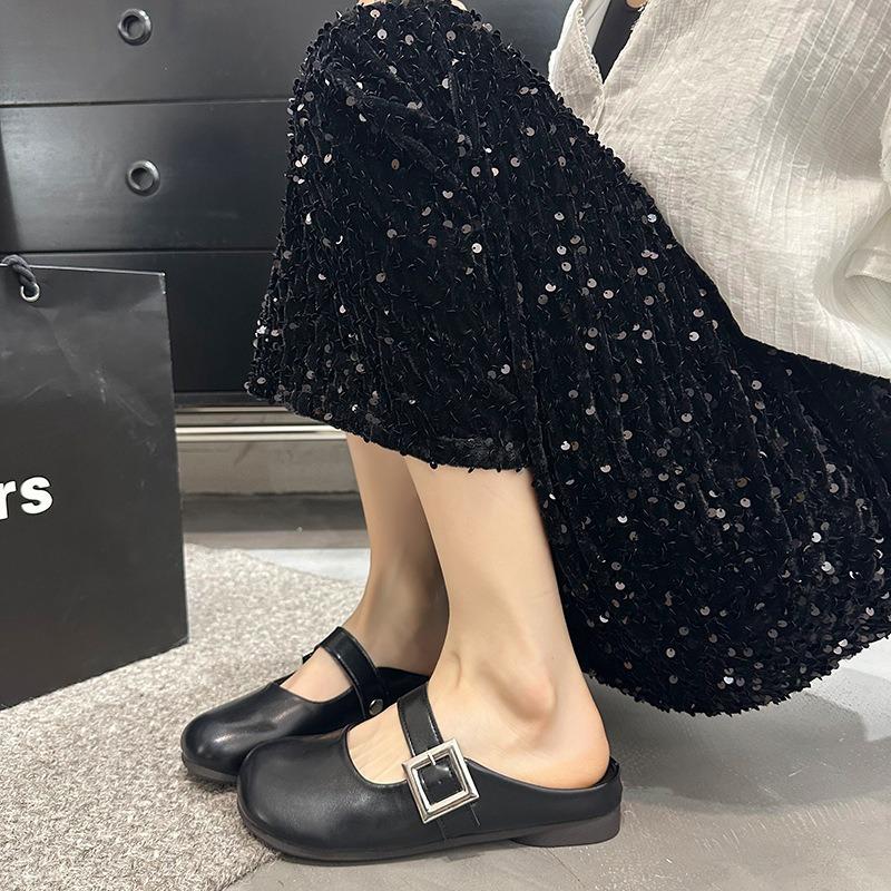 Полутапочки на плоской подошве, женские летние, для улицы, одинарная обувь, женские, новые, нишевые, бежевые