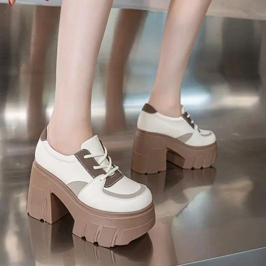 Fujin 11cm Genuine Leather Women High Brand Casual Ankle Knee High Boots Platform Wedge Pumps Heels White Shoes ZIP Shoes