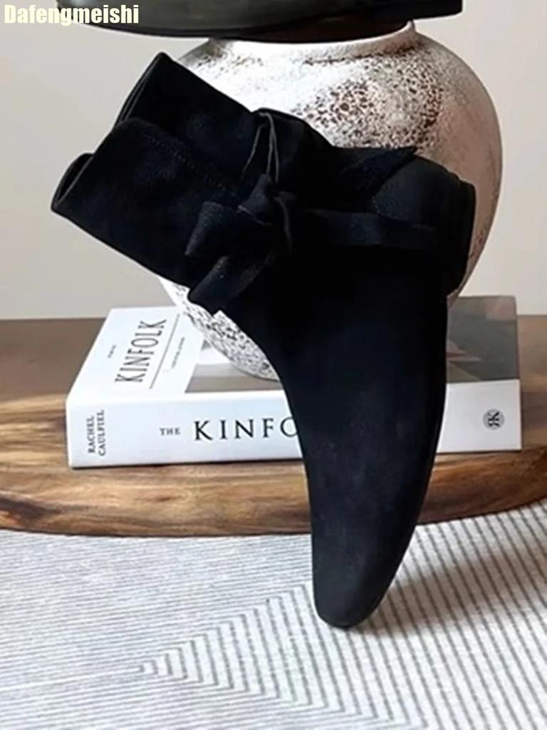 Cowhide Ankle Wrapped Straps Retro Boots Women 2025 Autumn Winter 5.5 Cm Height-Enhancing Knight Boots Black/brown Short Boots