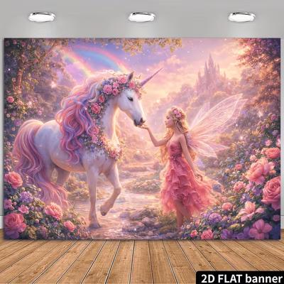2D Фэнтезийный Замок Единорог и Сказочный Фон для Фотосъемки