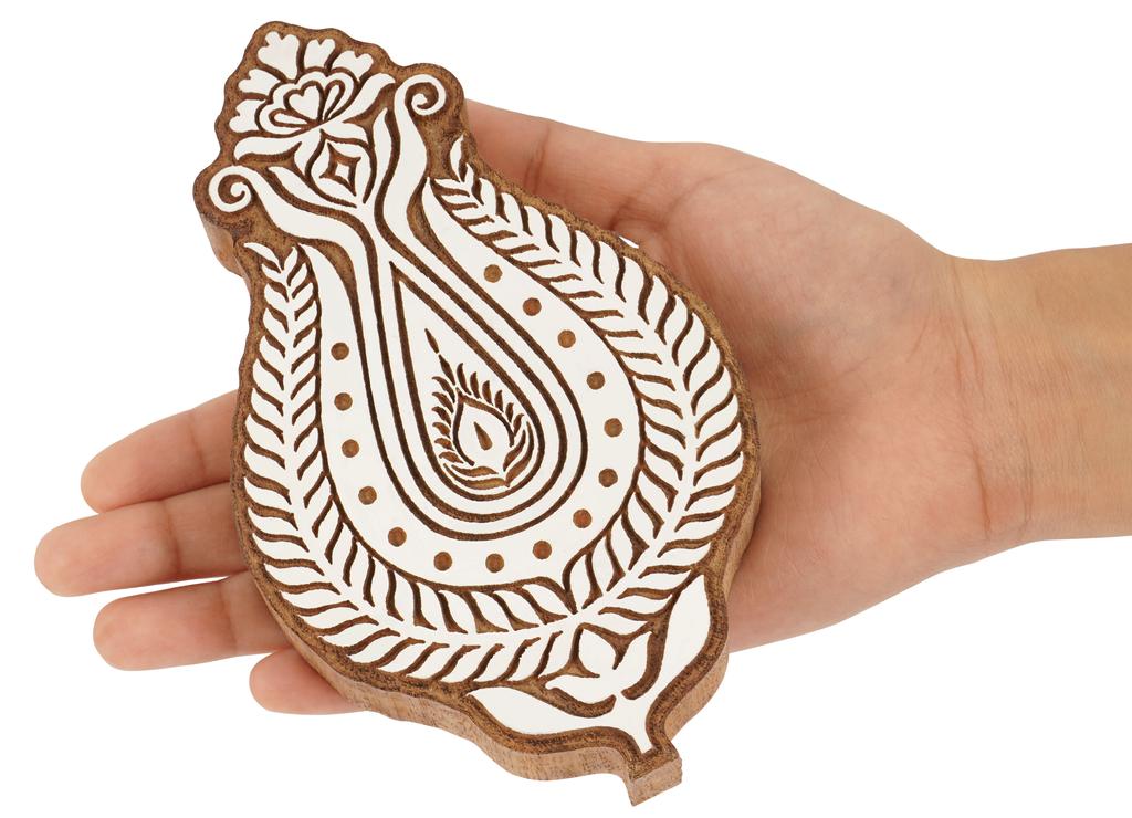 IBA Indianbeautifulart Textile Printing Block Asian Motif Hand Carved Wooden Stamp Wood Block Printing Textile Stamp For Fabric Pottery Blocks- 5