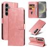 For Samsung Galaxy S24+ Case with 2Pcs Tempered Glass WANLONFENG WN Series Calf Texture Leather Phone Cover Big Cutouts