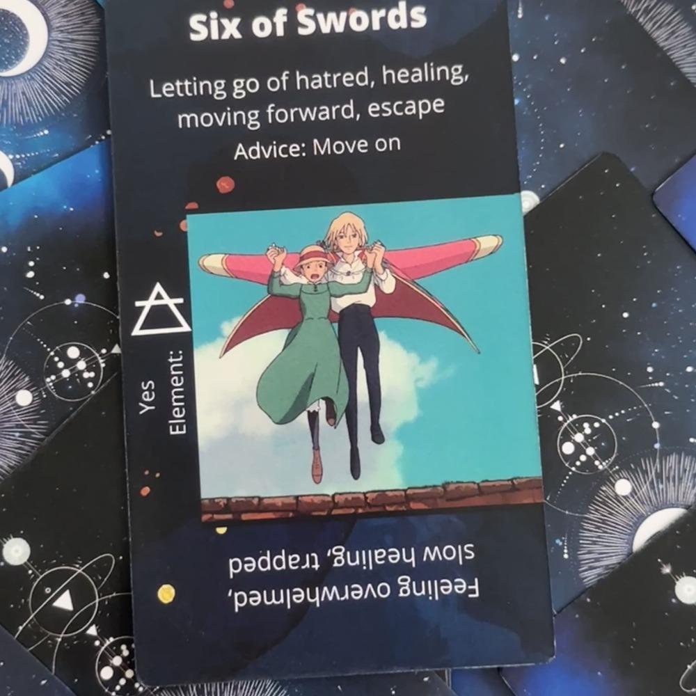 H.ER Tarot японская аниме-тематика 78 шт. карт по мотивам «Ходячего замка» в стиле Ghibli Положительные и отрицательные ключевые слова 12*7 см