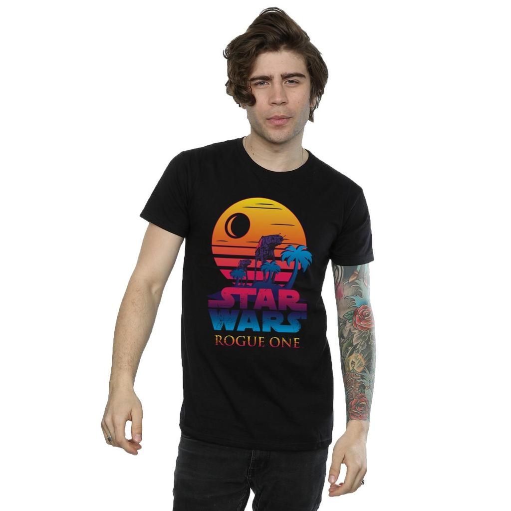 Star Wars Mens Rogue One Logo Sunset T-Shirt