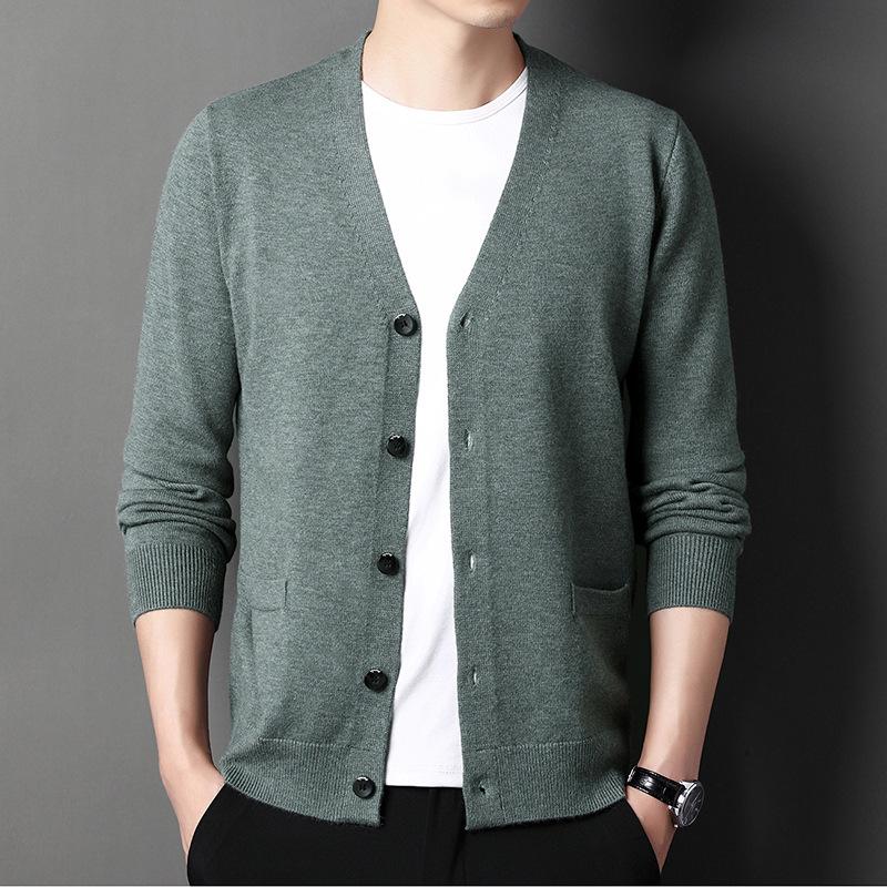 Autumn New V-neck Cardigan Men's Loose Casual Sweater Outer Sweater Men's Spring and Autumn Quality Sweater Jacket