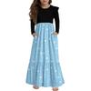 Girls' Tiered Ruffle Dress - Long Sleeve Printed Maxi With Pockets
