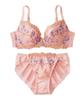 Nissen Bra and Panty Flower Bouquet Pattern Light C75 L Women's Set, (Triumph), Pink, /