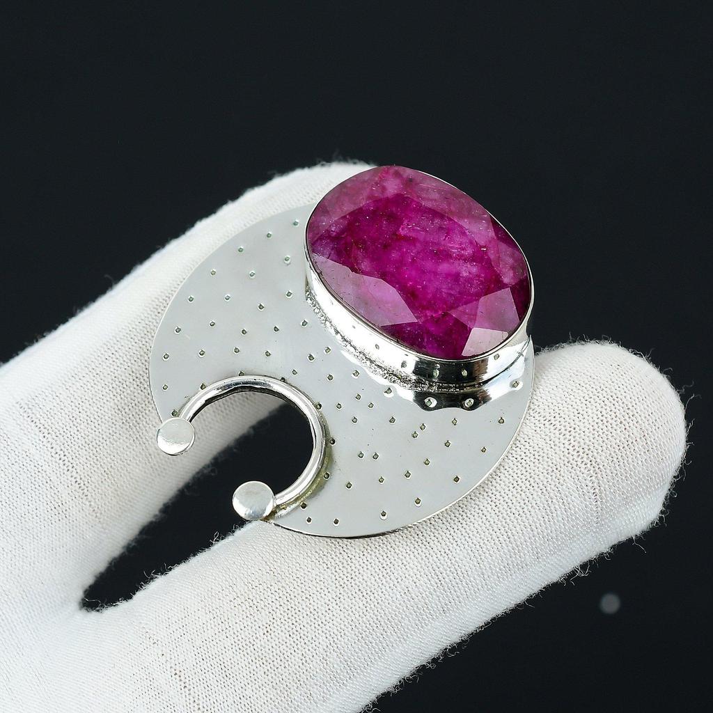 Кулон ручной работы с кашмирским рубином, кулон из стерлингового серебра 925 пробы, серебряный кулон с кашмирским рубином, рубиновые украшения для мамы, подвески в подарок