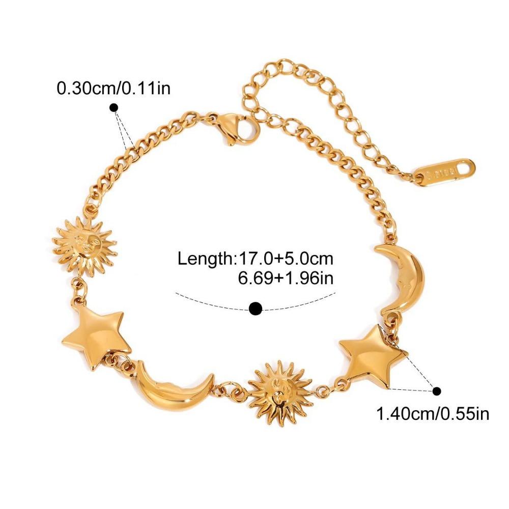 Браслет Звезда Луна Цвета 18К Золота Нержавеющая Сталь Наборный Браслет Летняя Мода