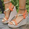 Fashion Women Shandals Fashion T-Strap Platform Causal Sandals Women Wedge Shoes Woman Summer Daily Open Toe High Heels Sandalias Female
