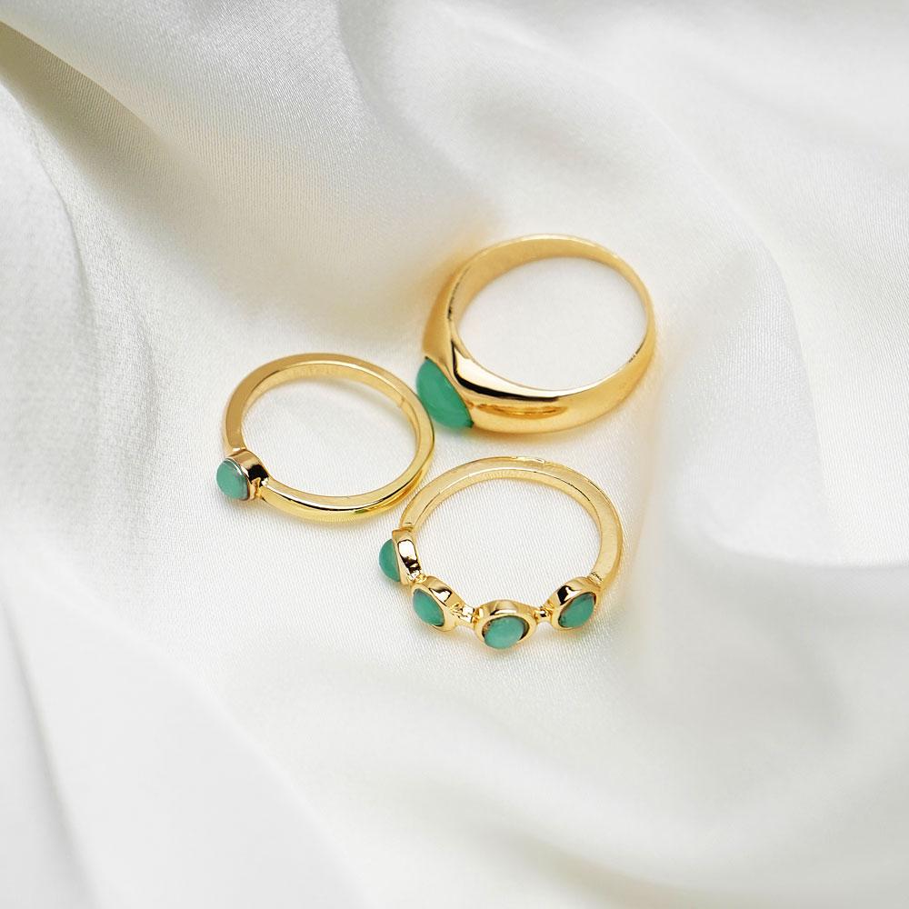 2024 6 колец/набор светло-зеленых драгоценных камней подарочный набор колец открытый модный подарок вечерние женские кольца