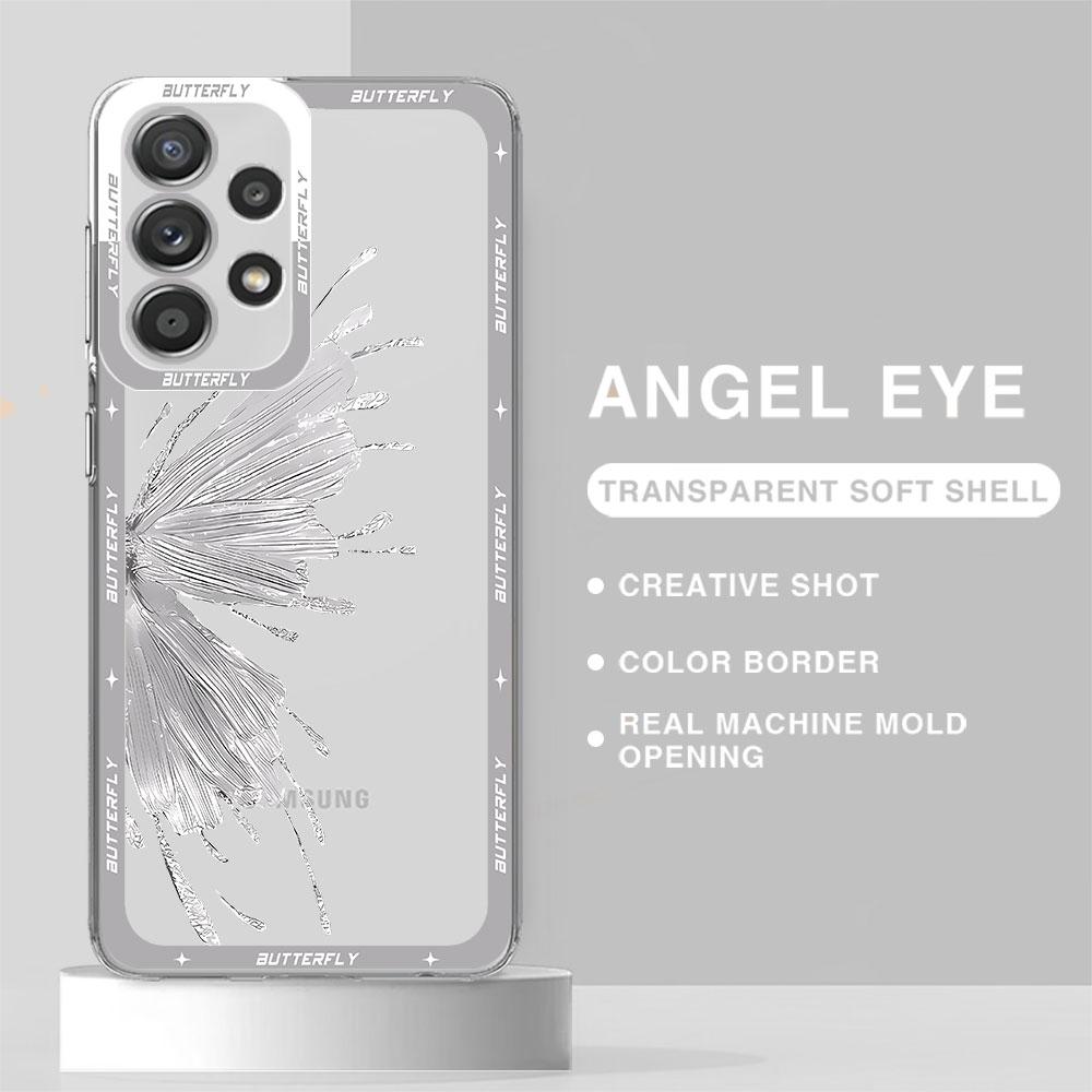 Cases Case for Samsung Galaxy A34 A54 A14 4G A25 A33 A23 A13 A15 A24 A73 5G Cover Beautiful Butterfly Art Transparent Soft