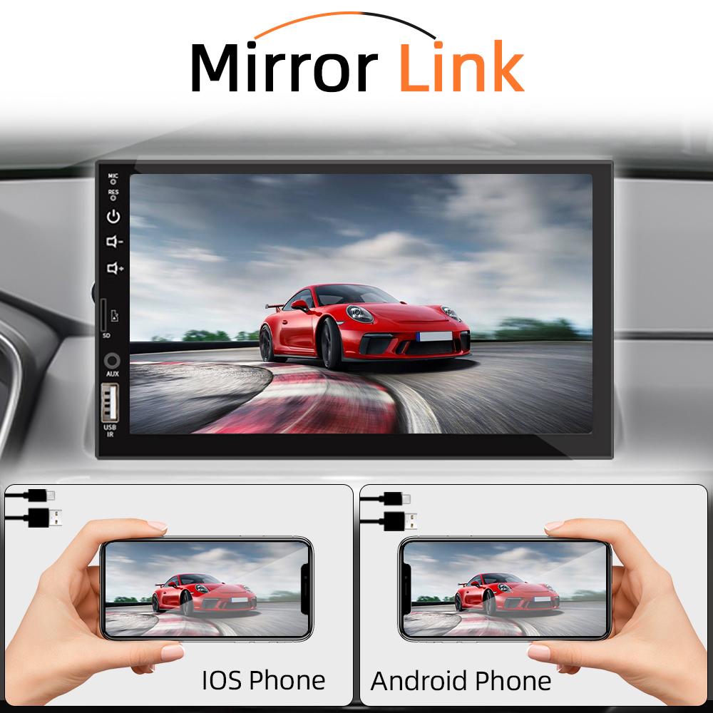 7 Inch Car Radio 1 Din MP5 Multimedia Player Touch Screen FM ISO Power Aux Input Bluetooth USB Mirror Link Universal