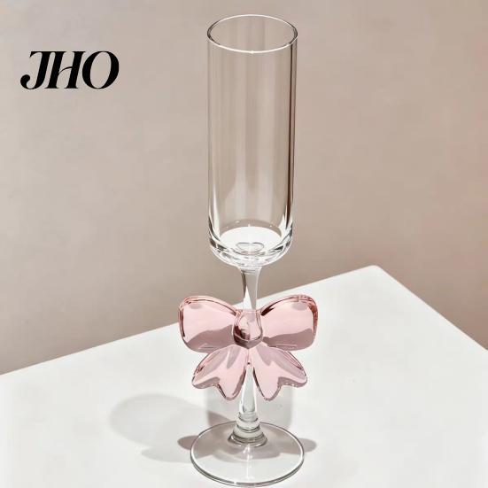 Wine Glass Champagne Flutes with 3D Pink Butterfly Decoration Drinkware Faux Crystal Wedding Party Anniversary Glasses Lightweight Glassware