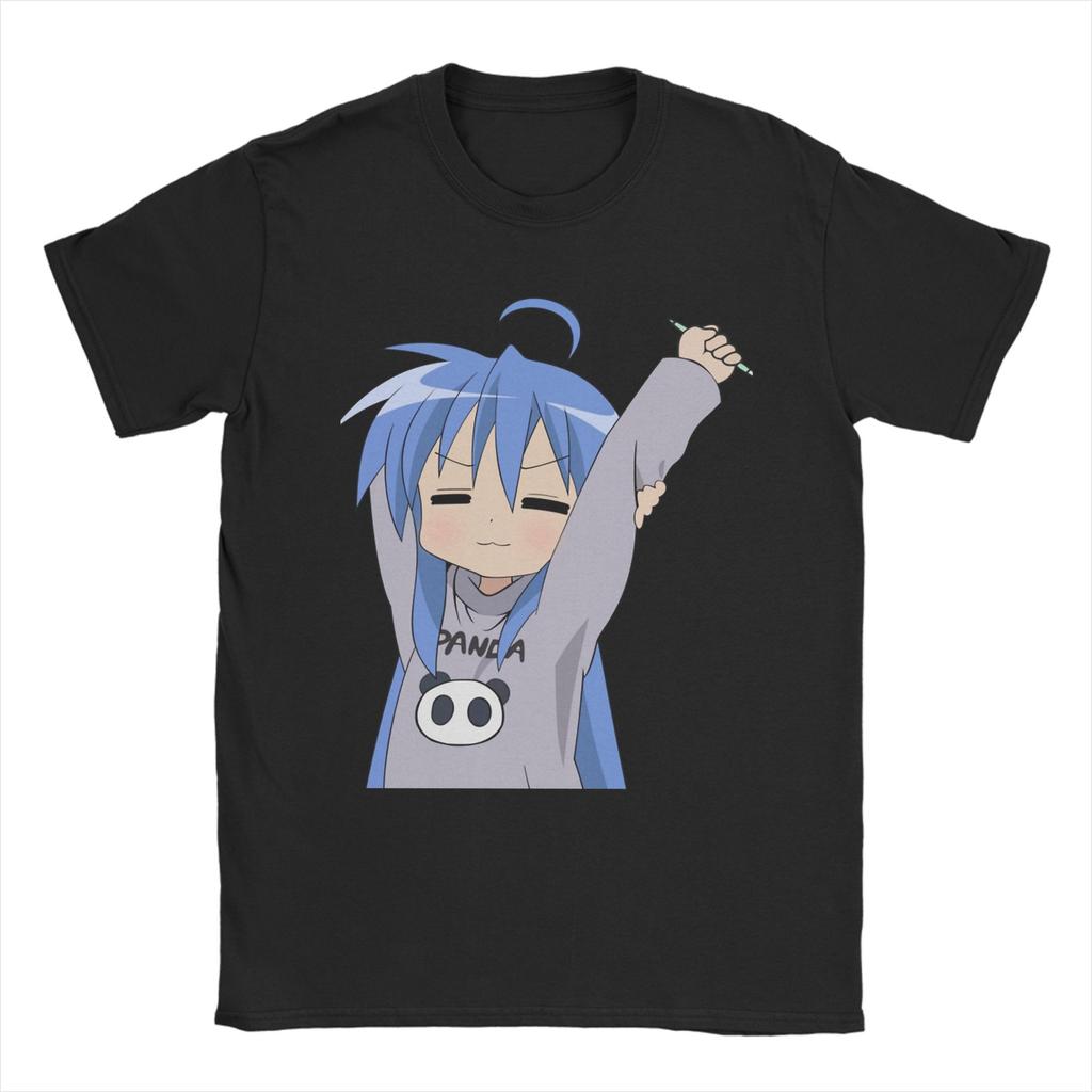 Винтажные футболки с дизайном Konata Izumi Lucky Star для унисекс, женские, с круглым вырезом, хлопковые, с коротким рукавом, одежда для вечеринок