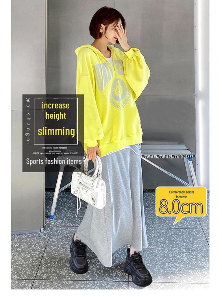 Весна 2025 г. Модные женские туфли Daddy на платформе, увеличивающие рост - повседневная модная спортивная обувь