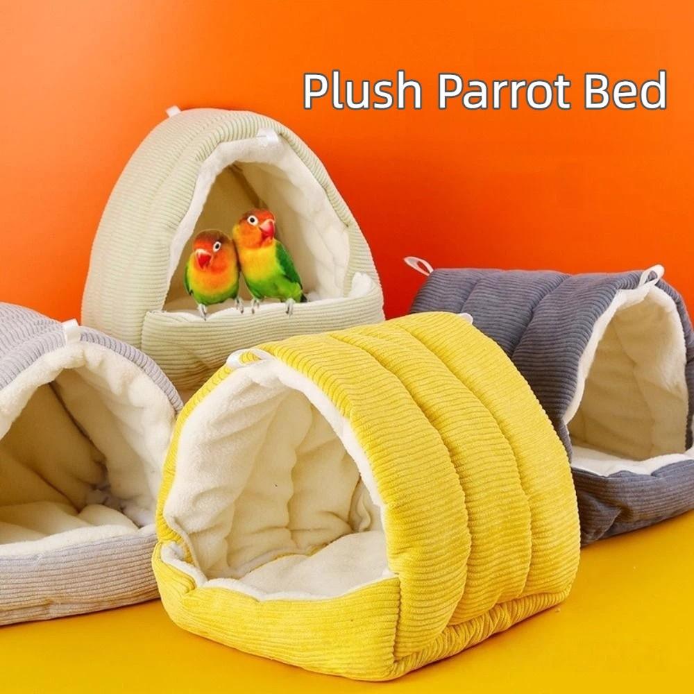 Hanging Pet Bird Bed Warm Cotton Stuffed Bird Hut New Budgie Hammock for Winter