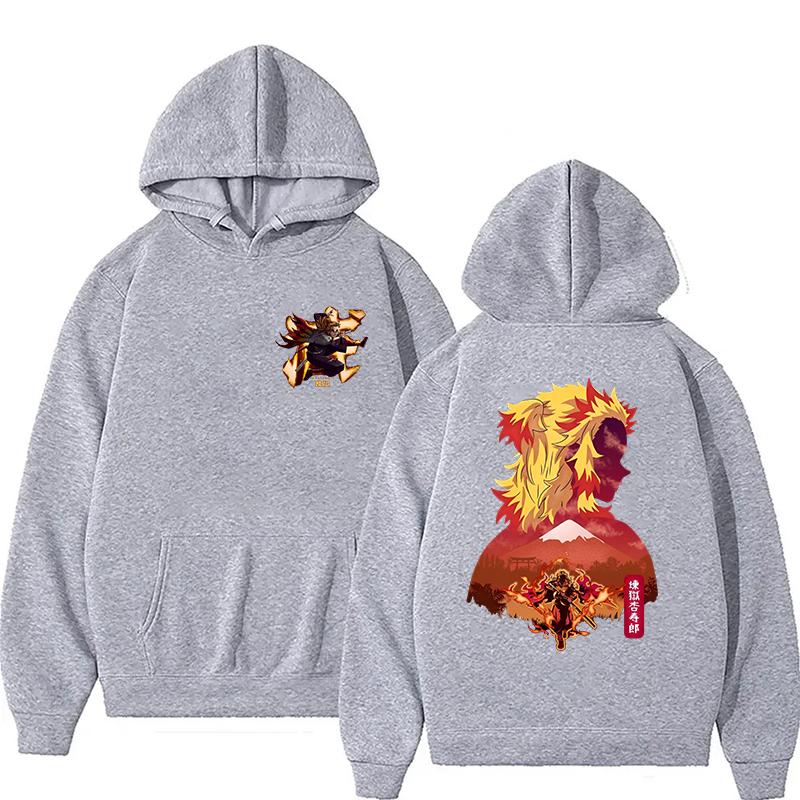 Новое Аниме Ренгоку Кёджуро Принтованные Толстовки Мужские/женские Свитшоты Повседневная Мода Y2K Флисовая Толстовка Индивидуальный Пуловер