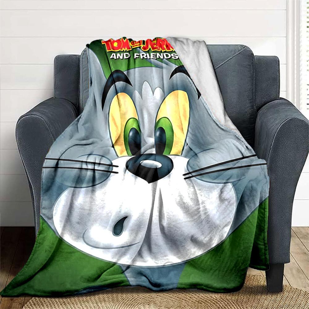 1pc Tom and Jerry Flannel Blanket Soft Warm Throw for Home, Office, Travel, All-Season Cozy Bedding GiftL1164