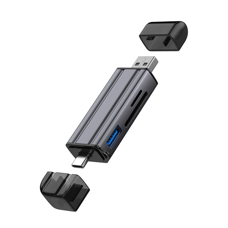 5 в 1 Многофункциональный USB 3.0 Тип C / Usb / Micro Usb / Tf Устройство чтения карт памяти Адаптер для чтения карт OTG