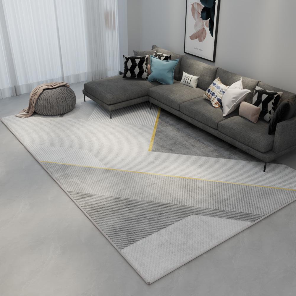 Нескользящий серый ковер Nordic: Универсальный легкий роскошный ковер для гостиной, спальни или использования у кровати.