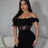 New Sexy One-shoulder Lace See-through Jumpsuit and Slim-fit Trousers for Women