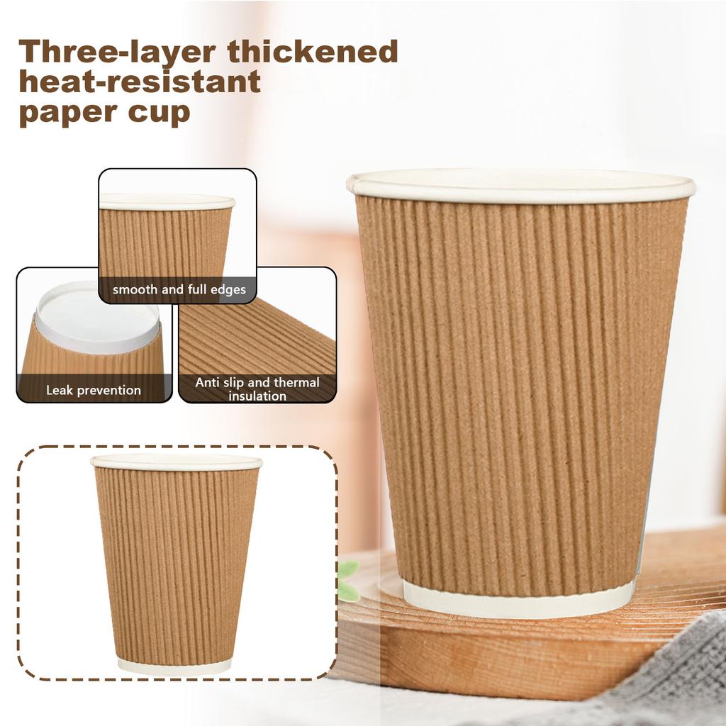 Disposable Paper Cups With Lids 7 Oz, Insulated Takeaway Cups, Corrugated Double Wall