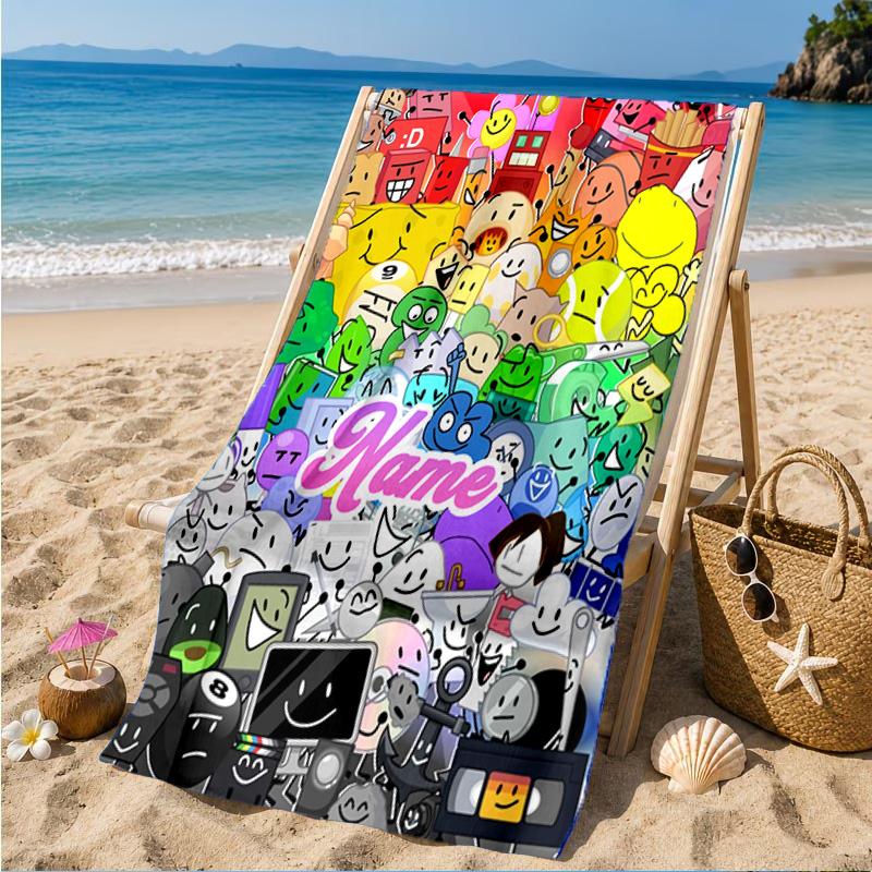 Custom Name Cartoon Dream Island Beach Towel Microfiber Beach Towel, Lightweight and Quick-Dry, for Summer Travel, Swimming Pool Gift