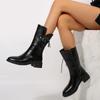 Осенне-зимняя мода Новые повседневные Плюс Теплые С круглым носком На молнии Однотонные Удобные Женские ботильоны из искусственной кожи