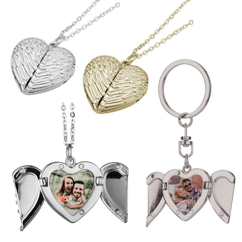 Sublimation Blank Angel Wing Pendant Timeless Elegance Wing Engraving Korean Style Jewelry Metal Material Gold Color