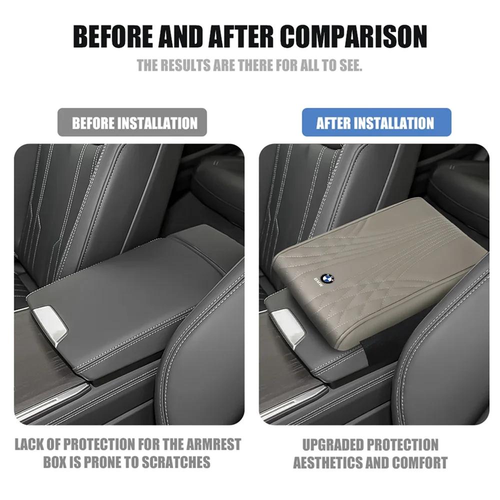 BAAZ2 Car Sticker For BMW Car Armrest Box Height Pad PU Leather Memory Foam Height Pad Auto Center Armrest Protective Cushion Support
