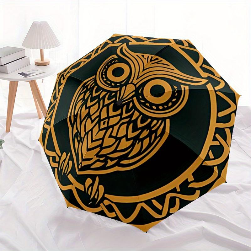 1pc Owl Celtic Automatic Open/Close Umbrella, Portable Folding Umbrella for Travel, Themed Events, It is suitable as a gift for various festivals, Out