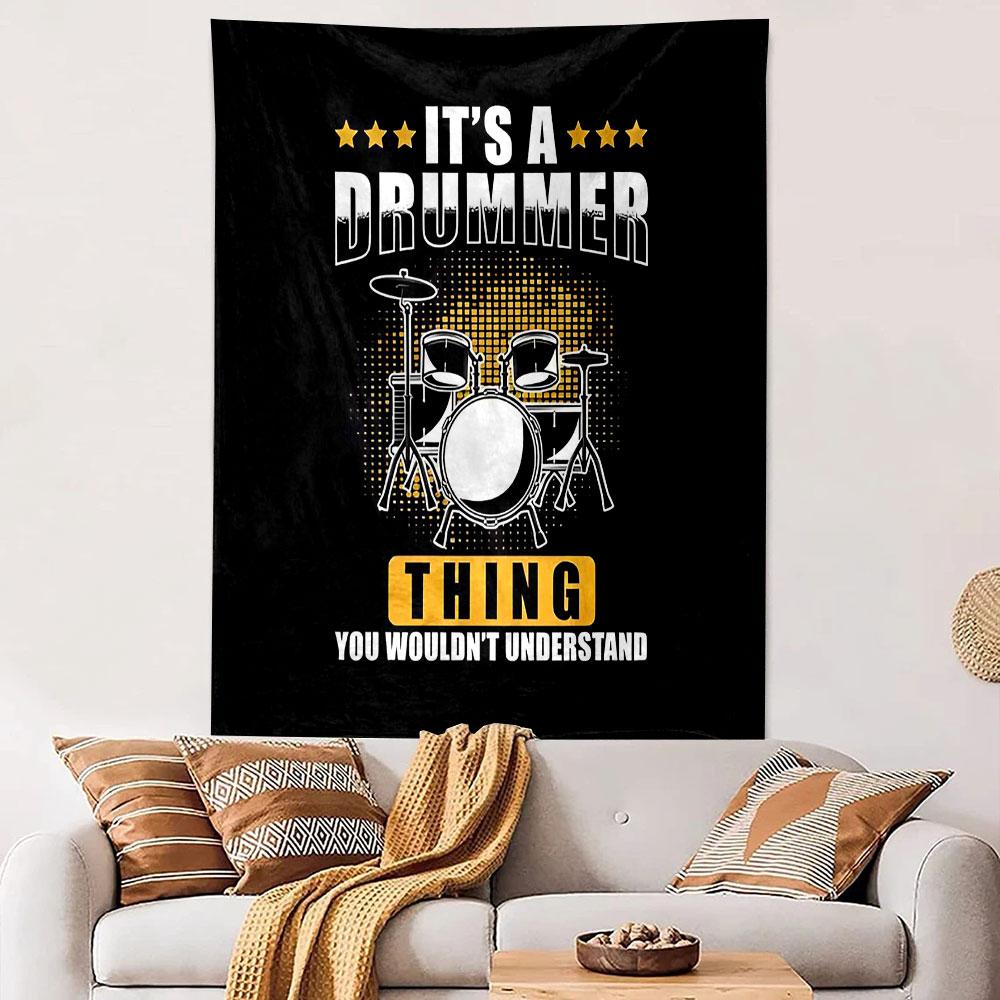 Drummer's Humor Tapestry Design Patterned Tapestry Decorative Wall Hanging, Home Bedroom Living Room Decor